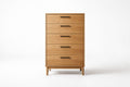 Oak Wood Chest of Drawers Natural Finish Five-Drawer 90x60x40cm